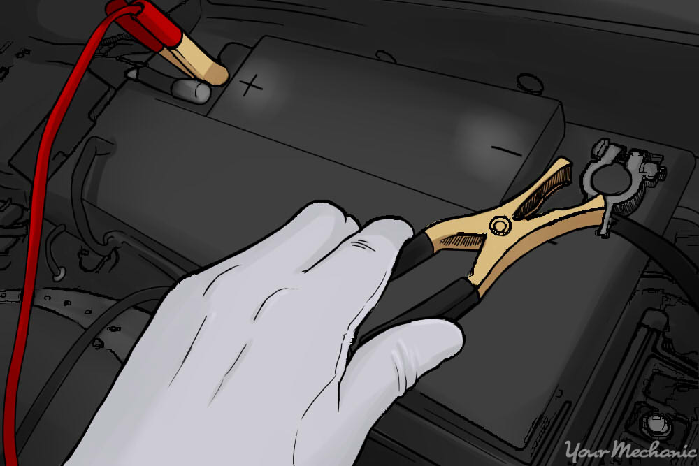Hand Attaching Probes To Battery Hand Attaching Probes To Battery