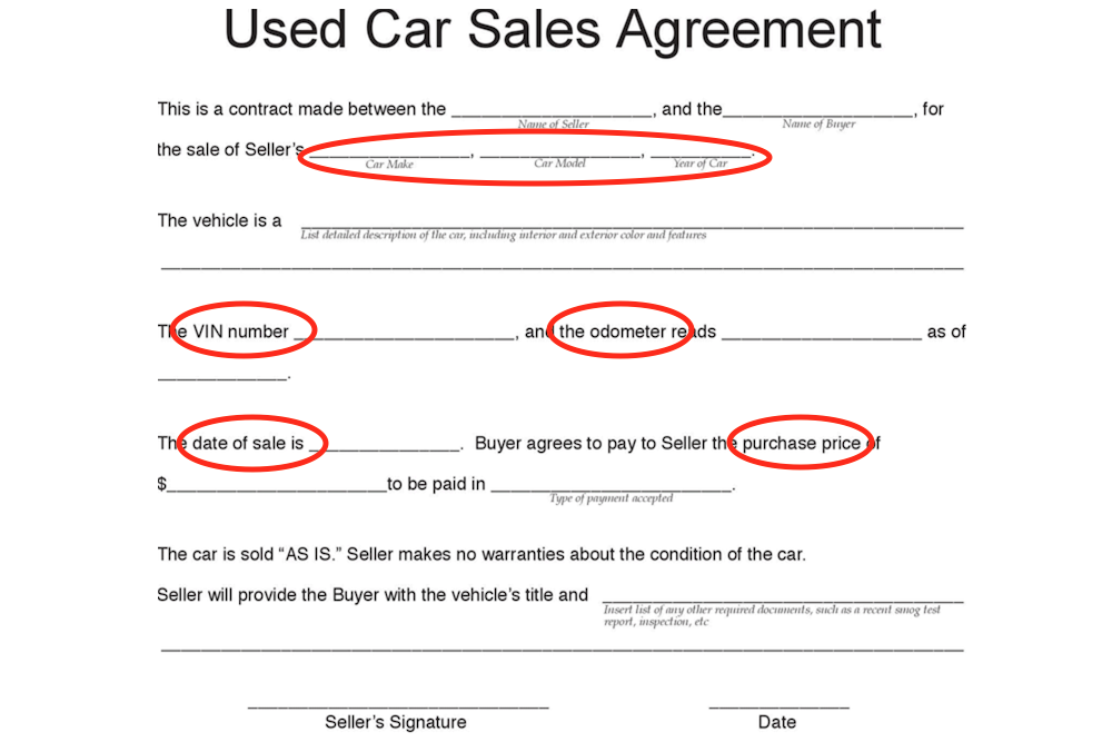 as is car sale contract